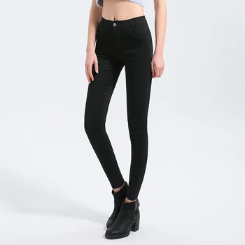 Plus Lieluma 6XL Sieviešu Bikses Pavasara Modes vienkrāsainu Izdilis Augsta Vidukļa Elastīga Melnas Zeķes Dāma Zīmuli Bikses Slim Bikses