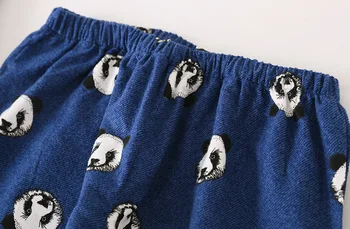 Plus Lieluma Pidžamas, Kokvilnas Vīriešu Ziemas garām piedurknēm, Garās Matēta Auduma Pidžamas Komplekts Panda Drukāšanas Pijama Uzstādīt Mansleepwear