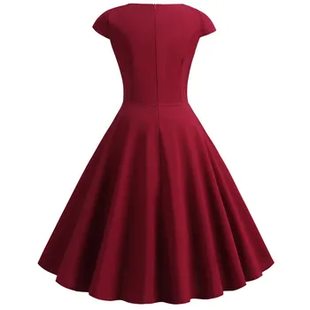 Plus Lieluma Vasaras Kleita Sievietēm Hepburn Vintage Rockabilly Pin Up Kleita Drēbes Femme Gadījuma Retro Elegants Puse Midi Sundress Jurken