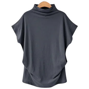 Plus Lieluma Vasaras T Krekls Sievietēm augstu uzrullētu apkakli jaunpienācēji, Modes T-krekls, Sieviete, t-veida Topi Gadījuma Sieviešu T-krekli 5XL 6XL