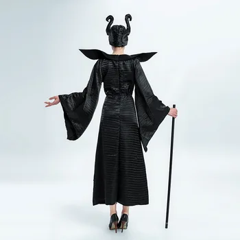 Plānas Maleficent Kostīmu Pieaugušām Sievietēm Halloween Raganu Cosplay Pasaka, Sleeping Beauty Lāsts Maģija Melna Kleita Ragi Filmas