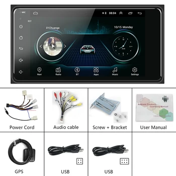 Podofo 2 din Android 8.1 Radio, GPS Auto Multimedia Player 2Din Universālā Toyota VIOS VAINAGU CAMRY HIACE PREVIA RAV4, COROLLA