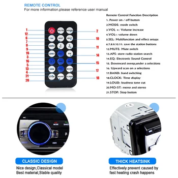 Podofo JSD-520 1 din Auto MP3, Multimedia Player Auto Stereo FM Radio Uztvērējs, Aux Ieeja, SD, USB 12V In-dash Bluetooth Auto Radio