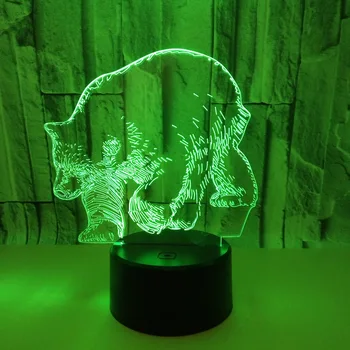 Polar Bear 3D Nakts Gaisma Akrila USB 7 Krāsu Izmaiņas Remote Touch Atmosfēru Lampas Garastāvoklis gaismas Dzīvnieku Galda Galda lampa