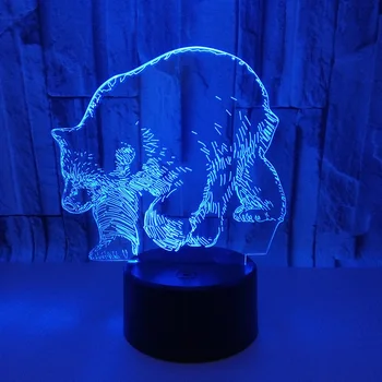 Polar Bear 3D Nakts Gaisma Akrila USB 7 Krāsu Izmaiņas Remote Touch Atmosfēru Lampas Garastāvoklis gaismas Dzīvnieku Galda Galda lampa