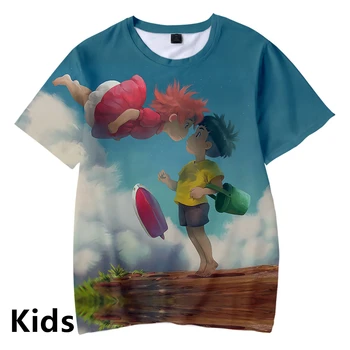 Ponyo on the Cliff 3D Iespiesti Harajuku Bērnu T-krekli, Modes Vasaras Tshirt Karstā Pārdošanas 2019. Gadam Bērni Moderns Streetwear Drēbes