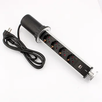 Pop Up Elektriskās Ligzdas Dual USB Ports Galda Virsmā Sockets Izvelkams Strāvas Kontaktligzdas ES Standarta 220V