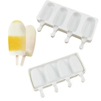 Popsicle Pelējuma Balta Silikona saldējums Pelējuma 4 Mājās Bērni Lolly Pop Renes Ice Cube maker Instrumenti ar 10 nūjas