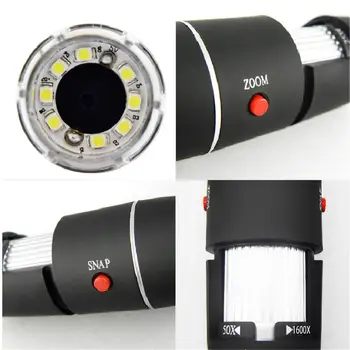 Portatīvo 1600X 2-in-1 USB Digitālā Mikroskopa Kamera Endoskopu 8LED Lupa ar Metāla Statīvu Elektronisko Noteikšanas rotaslietas