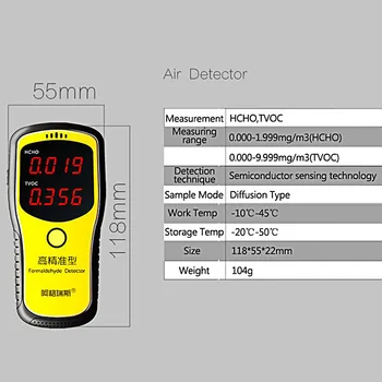 Portatīvo Formaldehīda Sensors Profesionālās Digitālās Gaisa Kvalitāti, Uzraudzīt Gāzes Analizatora Lāzera Testeri Metru LCD HCHO TVOC Detektors