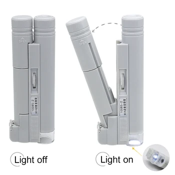 Portatīvo Kabatas Mikroskopu, 40X 80X 100X 150X Balta Mini Lupa Lasīšanas Skalā Salokāms Palielināmo Lupa ar LED Izgaismotais