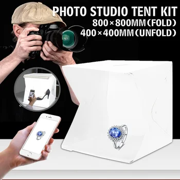 Portatīvo Salokāmo Gaismas Kastes Fotogrāfija Studija Softbox LED Light Soft Box Telts Komplekts Tālruņa Kameru Foto Fona
