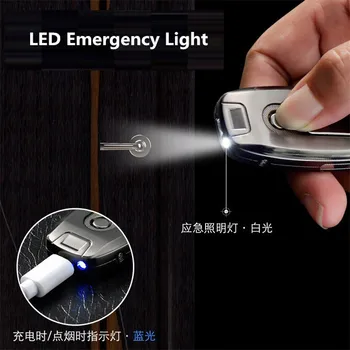 Portatīvo USB Vieglāks Atslēgu Gredzens Volframa Elektronisko Vieglāks Uzlādējams Smēķēšanas Sīkrīkus Par Vīriešiem LED Avārijas Gaismas Daudzfunkciju