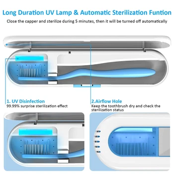 Portatīvo UVC LED zobu Suka Sterilizer Elektriskā zobu Suka Ceļojumu/Business/Home Sterilizācijas Iedarbība ir līdz Pat 99.9%
