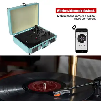 Portatīvo Zils/Brūns LP Atskaņotājs 33/45/78RPM Ieraksts bluetooth USB Vinilplašu Vintage Skaļruņi Phonograph Atskaņotājs un Stereo Skaņu