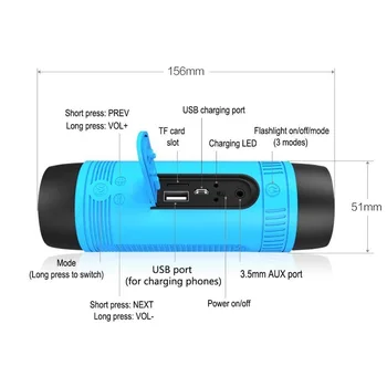 Portatīvā Bluetooth Skaļruni, LED Zibspuldze TF Slots Ūdensizturīgs Āra Bezvadu Bluetooth Skaļruni Android Telefoniem iPhone HTC