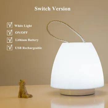 Portatīvā LED Nakts Gaismas, Galda Lampa, Tālvadības Slēdzis ar apgaismojuma regulēšanu, USB Uzlādējams Silikona Guļamistabas Gultas Lampa Bērniem