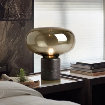Postmodernisma Luksusa LED stikla Galda lampas Ziemeļvalstu Marmora dzīvojamā istaba dekori apgaismojums guļamistabas Gultas Studiju lasījumā galda gaismas