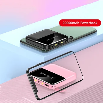 Power Bank 20000mAh iPhone 11 Xiaomi Powerbank Ārējo Akumulatoru Portatīvo Lādētāju Poverbank ar Lukturīti LED Displejs Jauda
