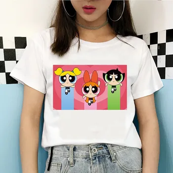 Powerpuff meitenes krekls 2020summer Sieviešu T krekls Smieklīgi Karikatūra gudrs Īsām piedurknēm Kawaii powerpuff girls top Sieviete Harajuku Tshirt