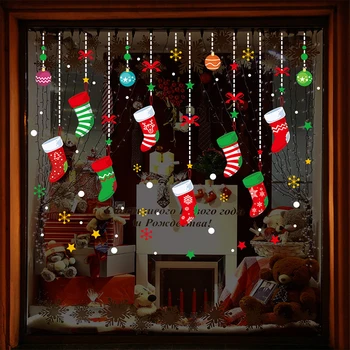 Priecīgus Ziemassvētku Rotājumi Mājās Ziemassvētku Vecīša Briežiem Sienas, Logu Uzlīmes, Dāvanu Navidad Ziemassvētki 