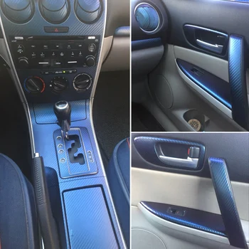 Priekš Mazda 6 2003-Interjera Centrālais Vadības Panelis Durvju Rokturis 5D Oglekļa Šķiedras Uzlīmes Uzlīmes Car styling Accessorie