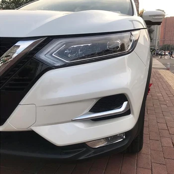 Priekš Nissan qashqai j11 Dualis 2019 2020 Auto Priekšā, Aizmugurējie Miglas lukturi Uzacu nosedzošais rāmis melns, ABS Chrome Eksterjera Aksesuāri