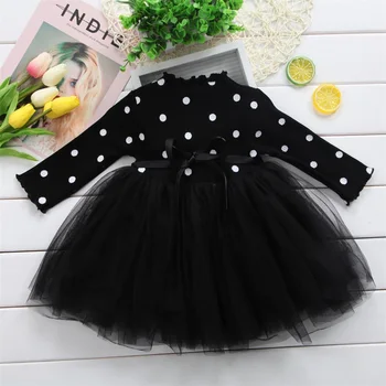 Princese Polka-Dot garām Piedurknēm Baby Girl Dress 1. Dzimšanas dienas Kleita Baby Girl Apģērbu Bērniem Kleitas Meitenēm vestidos Izmērs 0-5T