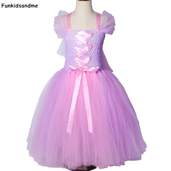Princese Rapunzel Tutu Kleitu Bērniem Cosplay Rapunzel Kostīms Bērniem Tutu Kleitas Meitenēm Halloween Dzimšanas dienas svinības Drēbes 2-12