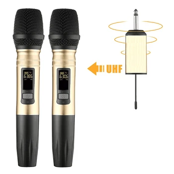 Pro Ux2 Uhf Bezvadu Mikrofonu Sistēma Rokas Led Uhf Mikrofons Skaļrunis Ar Pārnēsājamu Usb Uztvērējs Ktv Dj Runas Pastiprinātājs Re