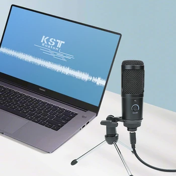 Profesija studio Kondensatora Mikrofons Mājas Karaoke USB Mikrofons PC, Klēpjdators, Datora Ierakstīšanas mikrofons ar Pop Filtru