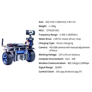 Programmējams Saprātīga Līdzsvara Automašīnu WiFi Video Robots Auto Atbalsts IOS/Android APP DATORA Tālvadības pults, Lai STM32 - Izvairīšanās Versija