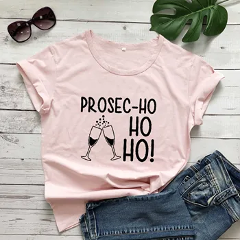 Prosec-Ho Ho Ho, Sieviešu T-Krekls Kokvilnas Gadījuma Īsām Piedurknēm Tees Modes Ziemassvētku Pelēkā Sieviešu Apģērbu Harujuku O Kakla Meiteņu Topi