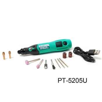 Pro'sKit PT-5205U 3,7 V USB Uzlādes Elektriskā Slīpmašīna Komplekts Mini Elektrisko Urbi, Skrūvgriezi, Graviera Slīpēšanas Frēzēšana Pulēšana