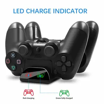 PS4 Lādētāja Lādēšanas Doka Stacijas Dual USB Ar LED Indikatori Kursorsviru Gamepad Lādētāju Par Playstation 4/Slim/Pro Kontrolieris
