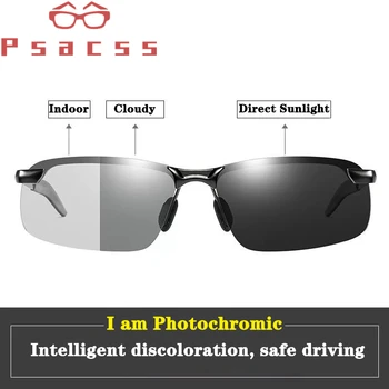 Psacss Luksusa Photochromic Saulesbrilles Vīriešiem Polarizētās 2019 Ieplests, Saules Brilles Braukšanas Zvejas Briļļu gafas de sol hombre UV400