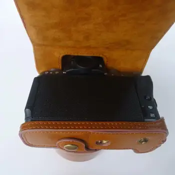 PU Ādas gadījumā Kameras soma Fujifilm X-T100 Fuji XT100 X-T200 XT200 15-45mm objektīva Vāciņu Ar Akumulatoru Atvēršanas +plecu siksna