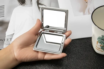 PU Ādas Portatīvie Mini Kabatas Kosmētikas Skaistumu grims spoguļi,2-sejas Palielināmo Locīšanas kompakts spogulis lācis,Puses dod priekšroku, Dāvanas