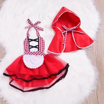 Pudcoco 2018. gadam Jaundzimušo Bērnu Meiteņu Drēbes, Uzstādīt Little Red Riding Hood Iedomātā Tilla Tutu Kleita+Šalle Apmetnis 2gab Tērpiem Drēbes 0-24M