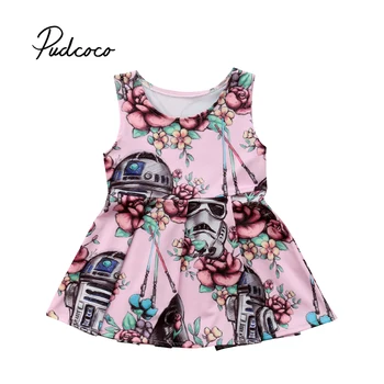 Pudcoco 2018 Jaundzimušā Bērna Baby Girl Kleitas Star Wars Bez Piedurknēm Puse Princese Cute Kleitu Sundress Apģērbs Apģērbs