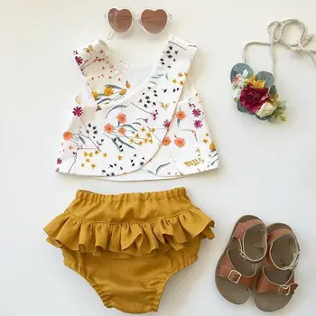 Pudcoco 2019 Jaunu Modes 2gab Zīdainis, Mazulis Baby Girl Vasaras Apģērbs Ziedu T Krekls Topi, Bikses, Apģērbu Komplekts