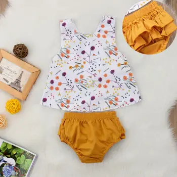 Pudcoco 2019 Jaunu Modes 2gab Zīdainis, Mazulis Baby Girl Vasaras Apģērbs Ziedu T Krekls Topi, Bikses, Apģērbu Komplekts