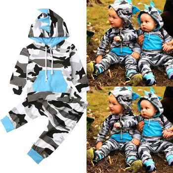 Pudcoco USPS Ātra Piegāde 0-24M Infant Baby Boy Camo Apģērbs Set Print Dinozauru Kapuci Topi, Bikses Tracksuit Tērpiem Kopa UK