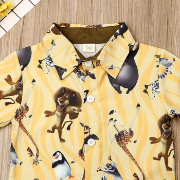 Pudcoco Vasaras Toddler Puiku Drēbes Cute Dzīvnieku Print Īsām Piedurknēm Krekls Topi Īsās Bikses 2gab Tērpiem Formālās Drēbes