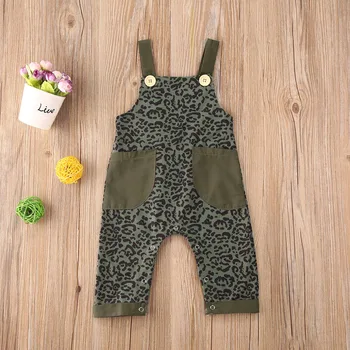 Pudcoco Zīdainis, Mazulis, Zēns, Meitene Drēbes Bez Piedurknēm Siksniņa Leopards Drukāt Kabatas Romper Jumpsuit Viengabala Kokvilnas Apģērbs Sunsuit