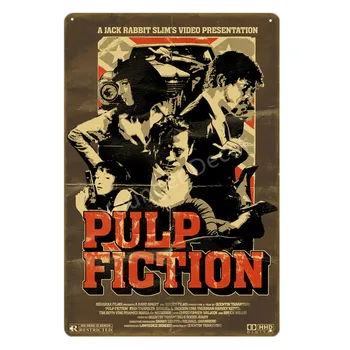 Pulp Fiction Metāla Plakātu Retro Nostalģija Classic Kventina Tarantino Filmu Pazīmes, Bārs, Kafejnīca, Mājas Dekoru Krāsošana Sienas Uzlīmes YD037
