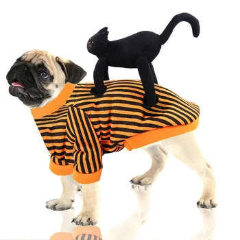 PUOUPUOU Smieklīgi Svītrainām Suņu Apģērbu Ziemā Silts Suns Pet Apģērbs sporta Krekls Maziem, Vidējiem Suņiem Halloween Mājdzīvnieku Apģērbu M-2XL