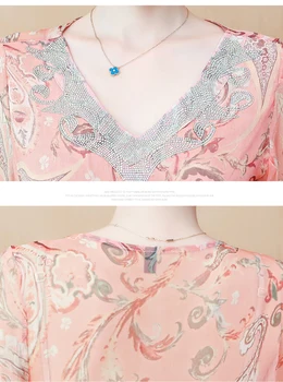 Puse-Sleeve Sieviešu Krekls 2020. Gada Vasaras Karstā Jauns V-veida kakla Ziedu Šifona Sieviešu Blūze Savirmot Top korejas modes apģērbu Blusa 197G
