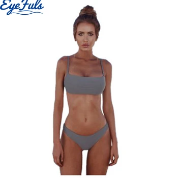 Push Up Sievietēm Cietā Bikini Komplekts UnPadded Krūšturis Peldēties uzvalku ar Zemu Vidukļa Sexy Peldkostīms Sieviešu Brazīlijas Biquin plus lieluma peldkostīmi