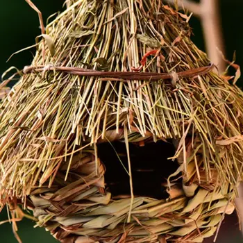 Putnu Ligzdu Dabīgās Zāles Olu Būris Āra Dekoratīvie Weaved Karājas Papagailis Māja